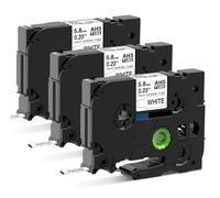 MarkField HS HSe-211 Nastro Adesivo Termorestringente Compatibile con Brother P-touch PT-E110 H300 E300VP E500 E550W, 5.8mm x 1.5m, Nero su Bianco, HSe211 Heat Shrink Tube Etichette, 3 Pack