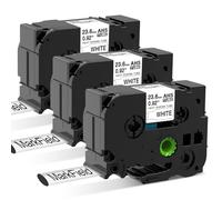 MarkField HS HSe-251 Nastro Adesivo Termorestringente Kompatible mit Brother P-touch PT-E300 E500 E550W E800W H500, 23.6mm x 1.5m, Nero su Bianco, HSe251 Heat Shrink Tube Etichette, 3 Pack