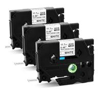 MarkField HSe-231 Nastro Termorestringente Compatibile con Brother P-touch | HS HSe-231 HSe231 11.7mm x 1.5m Etichette, Nero su Bianco Heat Shrink Tube Nastro per PT-E110 H300 E300VP E500 E550W, 3 Pack