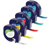 MarkField Nastro per Etichette Compatibile con Dymo LetraTag 12mm x4 m | 91200 91202 91203 91204 91205 Plastica Nastri per LT-110T LT-100H QX 50 XR XM 200B Plus