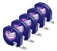 MarkField Nastro per Etichette Compatibile con Dymo LetraTag Plastica S0721530 12267, Nero su Trasparente Ricarica Cartucce per LT-100H LT-100T LT-110T XR, 12mm x 4m