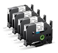 MarkField TZe-211 Nastro 6 mm Compatibile con Brother P touch Nero su Bianco TZ TZe211 Tape Cassetta da 0,23” 6mm, per PT-H100LB H105 H107 H110 PT-D210 D410, PT-P310BT P710BT Cube, 4 Pack