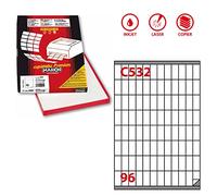 etichette adesive c/532 - in carta - permanenti - 16,3 x 35,4 mm - 96 et/fg - 100 fogli - bianco - markin