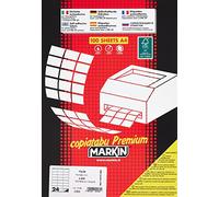 etichette adesive c/500 - in carta - permanenti - 70 x 36 mm - 24 et/fg - 100 fogli - bianco - markin
