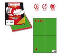 etichette adesive c/519 - in carta - permanenti - 105 x 148,5 mm - 4 et/fg - 100 fogli - verde - markin