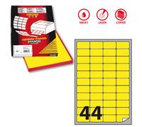 MARKIN - X210A406F-GI - Etichette adesive A-406 - in carta - permanenti - 47,5 x 25,5 mm - 44 et-fg - 100 fogli - giallo fluo - angoli tondi - Markin - 80188 - Conf. da 1 Pz.