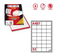 MARKIN - X210A407 - Etichette adesive A-407 - in carta - permanenti - 47,5 x 35 mm - 32 et-fg - 100 fogli - bianco - angoli tondi - Markin - 48913 - Conf. da 1 Pz. - X210A407