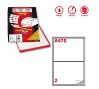 MARKIN - X210A470 - Etichette adesive A-470 - in carta - permanenti - 199,6 x 143,5 mm - 2 et-fg - 100 fogli - bianco - angoli tondi - Markin - 48392 - Conf. da 1 Pz. - X210A470