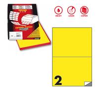 MARKIN - X210C509F-GI - Etichette adesive C-509 - in carta - permanenti - 210 x 148,5 mm - 2 et-fg - 100 fogli - giallo fluo - Markin - 80172 - Conf. da 1 Pz. - X210C509F-GI