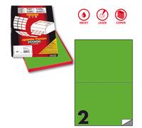 MARKIN - X210C509F-VE - Etichette adesive C-509 - in carta - permanenti - 210 x 148,5 mm - 2 et-fg - 100 fogli - verde fluo - Markin - 80174 - Conf. da 1 Pz. - X210C509F-VE