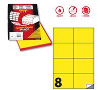 MARKIN - X210C512F-GI - Etichette adesive C-512 - in carta - permanenti - 105 x 74,25 mm - 8 et-fg - 100 fogli - giallo fluo - Markin - 80176 - Conf. da 1 Pz. - X210C512F-GI