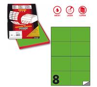 MARKIN - X210C512F-VE - Etichette adesive C-512 - in carta - permanenti - 105 x 74,25 mm - 8 et-fg - 100 fogli - verde fluo - Markin - 80178 - Conf. da 1 Pz. - X210C512F-VE