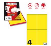 MARKIN - X210C519F-GI - Etichette adesive C-519 - in carta - permanenti - 105 x 148,5 mm - 4 et-fg - 100 fogli - giallo fluo - Markin - 80180 - Conf. da 1 Pz. - X210C519F-GI