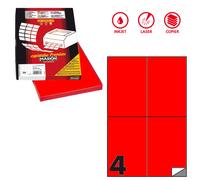 MARKIN - X210C519F-RO - Etichette adesive C-519 - in carta - permanenti - 105 x 148,5 mm - 4 et-fg - 100 fogli - rosso fluo - Markin - 80183 - Conf. da 1 Pz. - X210C519F-RO