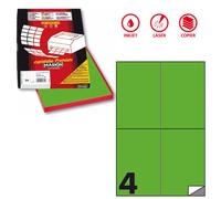 MARKIN - X210C519F-VE - Etichette adesive C-519 - in carta - permanenti - 105 x 148,5 mm - 4 et-fg - 100 fogli - verde fluo - Markin - 80182 - Conf. da 1 Pz. - X210C519F-VE