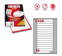 MARKIN - X210C528 - Etichette adesive C-528 - in carta - permanenti - 145 x 17 mm - 16 et-fg - 100 fogli - bianco - angoli tondi - Markin - 31141 - Conf. da 1 Pz.