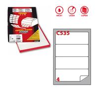 MARKIN - X210C535 - Etichette adesive C-535 - in carta - angoli arrotondati - permanenti - 190 x 61 mm - 4 et-fg - 100 fogli - bianco - Markin - 31142 - Conf. da 1 Pz. - X210C535