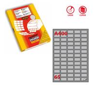 MARKIN - X220LSA400 - Etichette adesive A-400 - in carta - angoli arrotondati - laser - permanenti - 38,1 x 21,2 mm - 65 et-fg - 100 fogli - argento - Markin - 50805 - Conf. da 1 Pz. - X220LSA400