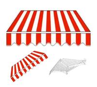 Markisenbespannung - Tenda retrattile di ricambio, con mantovana, materiale per baldacchino per balcone, copertura a righe, rosso, 3 x 1,5 m