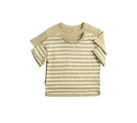 Marks & Spencer Bambino 2-Pack Puro Cotone Stripe T-Shirt - Traspirante - Bottoni a Pressione Spalla Chiusure