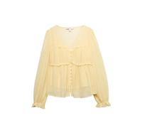 Marks & Spencer Donna Scollo a V con Dettaglio Volant Manica Lunga Camicetta - vestibilità Regolare - Tessuto Trasparente - con Canottiera