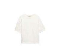 Marks & Spencer T-Shirt Boxy in Puro Cotone con Ricamo Broderie da Donna Bianco