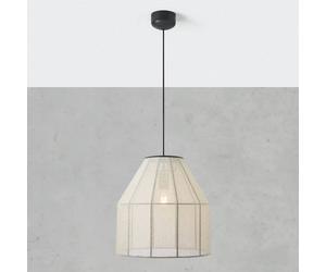 Markslöjd Lampada a sospensione Aiko, beige/nero, Ø 37 cm, tessuto/metallo Markslöjd