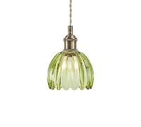 Markslöjd Lampada a sospensione Gota, ottone anticato/verde, vetro, Ø 13 cm, spina Markslöjd
