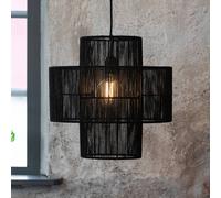 Markslöjd Lampada a sospensione Soga, spina, nera, juta, Ø 40 cm Markslöjd