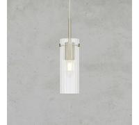 Markslöjd Lampada a sospensione Tibia, spina, trasparente/color nichel, Ø 7 cm Markslöjd