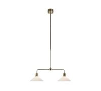 Markslöjd Lampada a sospensione Vela, ottone anticato, a 2 luci, vetro, lunghezza 75 cm Markslöjd