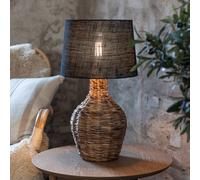 Markslöjd Lampada da tavolo Paglia, naturale/nero, rattan/juta, altezza 58 cm Markslöjd