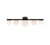 Markslöjd Plafoniera da bagno Puro nero 5 luci vetro Markslöjd