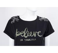 MARKUP DONNA T-SHIRT GIRO COLLO CON STAMPA E STRASS SULLE SPALLE IN 3 VARIANTI