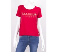 MARKUP DONNA T-SHIRT GIRO COLLO IN VISCOSA CON STAMPA STRASS DORATO IN 3 COLORI
