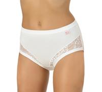 13645 Set di 3 Slip Donna a Vita Alta Culotte in Cotone Elasticizzato Mutande Intime con Pizzo Non sgambate comode Traspiranti morbide Cuciture Piatte Made in Italy (Bianco, 4/M)