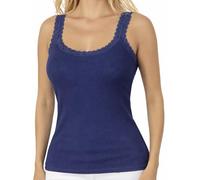 Marlene Canotta Intima da Donna a Costine in Cotone Modal Elasticizzato con Spalline e Scollo in Pizzo Davanti e Dietro, Elegante, Leggera, Morbida, Canottiera Estiva Top Sottogiacca Made in Italy