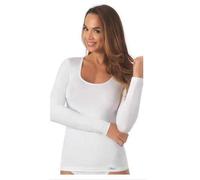 Marlene Maglia Intima Donna Maglietta a Maniche Lunghe in Cotone Modal Girocollo (M, Bianco)
