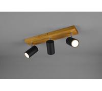 Trio Leuchten Plafoniera in Metallo, Gu10, Legno/Colore Nero Opaco