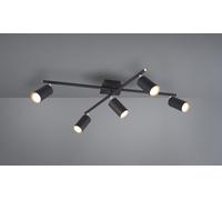 MARLEY PLAFONIERA 2 BARRE ORIENTABILI 5 SPOTS ATTACCO GU10 CILINDRO METALLO NERO L. 77,5CM