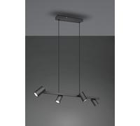 MARLEY SOSPENSIONE RETTANGOLARE NERO OPACO CON BARRA 4 CILINDRI L. 80CM 4 LUCI ATTACCO GU10