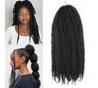 Marley Twist Braiding Hair Afro Kinky Curly Marley Twist Crochet Hair Marley Twist Hair Long Cuban Twist Hair Marley Hair Extensions Synthetic Crochet Braids (1b, 18inch/3packs)