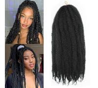 Marley Twist Braiding Hair Afro Kinky Curly Marley Twist Crochet Hair Marley Twist Hair Long Cuban Twist Hair Marley Hair Extensions Synthetic Crochet Braids (1b, 18inch/6packs)