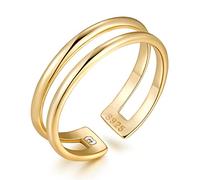 MARLION JEWELS Anelli da donna in argento aperti formati da due linee eleganti. Anello con finitura argento o oro. Gioielli da donna ideali per coppia e fidanzati, regali per amiche. (Placcato oro)