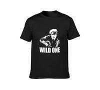 Marlon Brando Wild One Retro Movie Film T-Shirt Graphic Tee Printed Top Mens Shirt Black XL