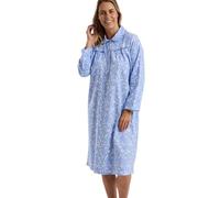 Marlon Candace - Camicia da Notte da Donna in Cotone Spazzolato con Colletto alla Peter Pan, Pretty Blue 45, 24-26