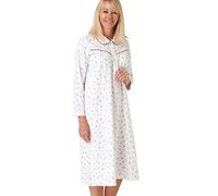 Marlon Womens Candace Brushed Cotton Printed Peter Pan Collar Nightgown Camicia da Notte, Nina Rosso Spezia, 16-18 Donna