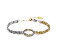 MARLU' Bracciale con Nodo Centrale, Acciaio e Acciaio PVD Oro, Catena Snake Quadrata Ritorta, Lunghezza 20 cm Regolabile