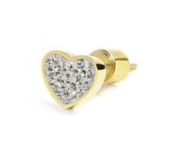 MARLU' Mono Orecchino in Acciaio con Cristalli, Forma a Cuore, Colore Oro e Bianco, 15OR017G-W
