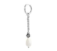 MARLU' Mono Orecchino in Acciaio con Perla Pendente e Catena, Stile Elegante